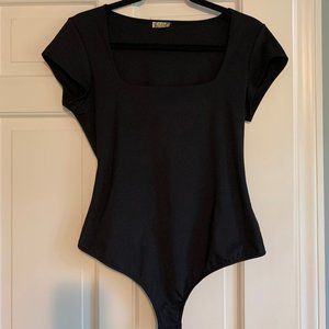 Free People Black Square Neck Bodysuit